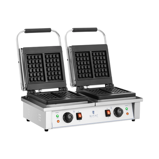 Våffeljärn - Dubbelt - Belgiska våfflor - Royal Catering - 2 x 2,000 W