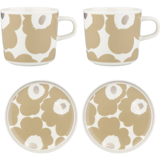 Marimekko Unikko kopp med fat, 2-pack