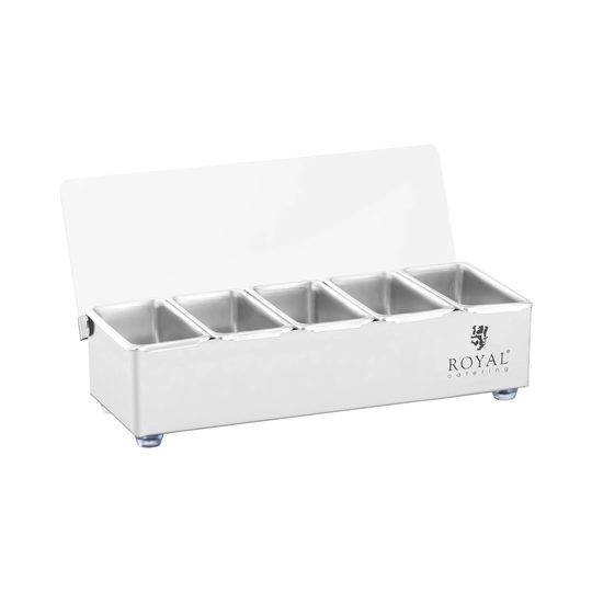 Ingrediensbehållare - Rostfritt stål - 5 x 0,4 L - Royal Catering