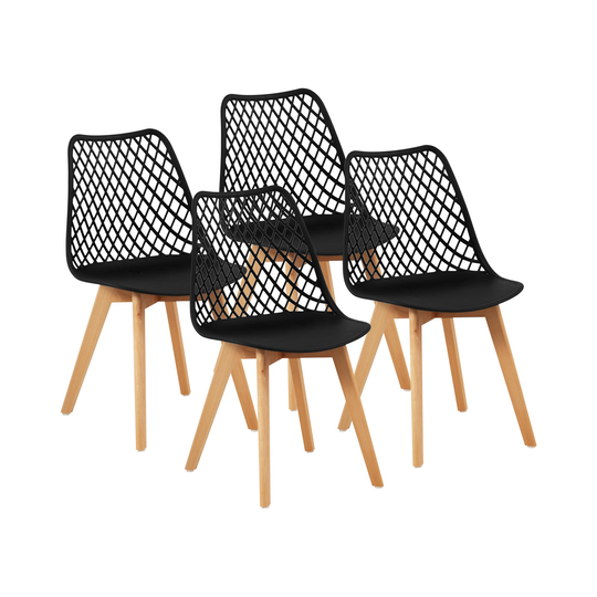 Stol - Set med 4 - Upp till 150 kg - Sits 450 x 440 mm - Svart