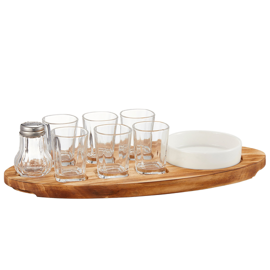 Dorre Shonta shotbricka med 6 glas inklusive saltkar och skål