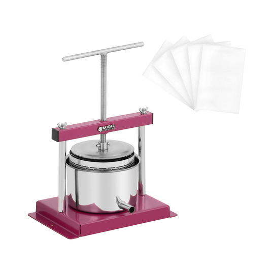 Fruktpress - rostfritt stål/järn - 3 l - Inkl. 5 pressdukar - Royal Catering