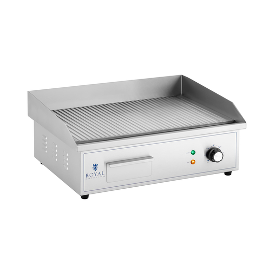 Elektriskt stekbord - 550 x 350 mm - Royal Catering - Räfflad - 3,000 W