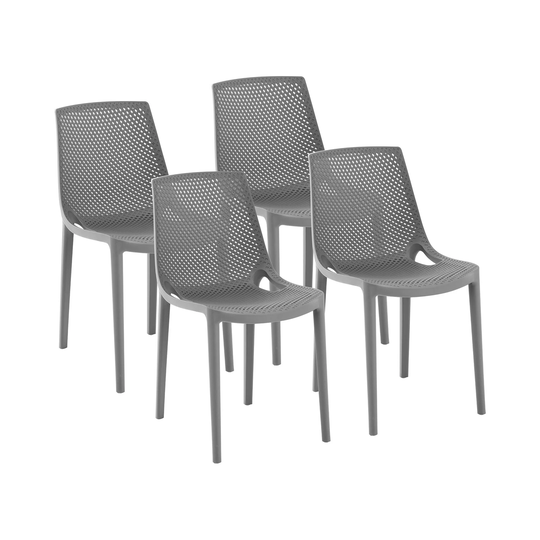 Andrahandssortering Stol - Set med 4 - Royal Catering - Upp till 150 kg - Flätat ryggstöd - Grå