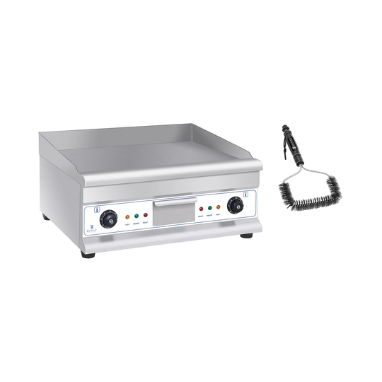 Set dubbelt elektriskt stekbord med grillborste - 60 cm - Slät - Stål - 2 x 3200 W