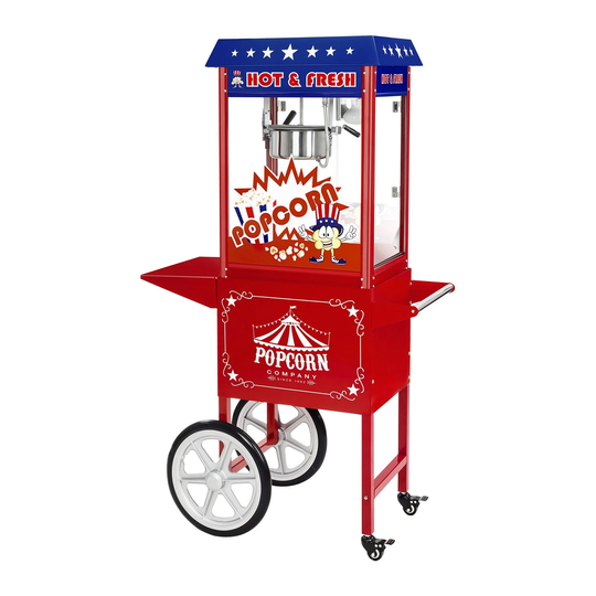Popcornmaskin med vagn - Amerikansk design - Röd