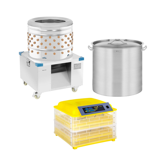 Set plockmaskin - 360 kg/h - Med äggkläckningsmaskin för 96 ägg och gryta 98 L