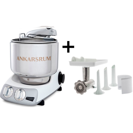 Ankarsrum AKM 6230 köksmaskin + köttkvarn, mineralvit