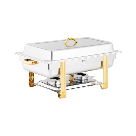 Chafing dish - GN 1/1 - Gulddetaljer - 9 L - 2 bränsleceller - Royal Catering