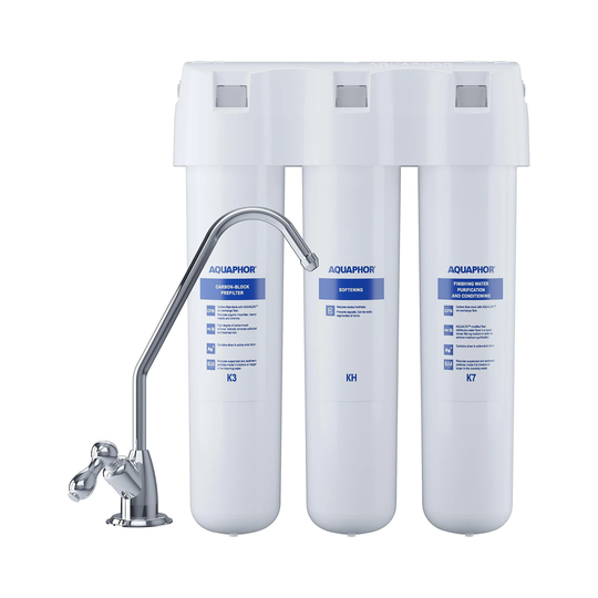 Aquaphor Vattenrenare med aktivt kolfilter - tresteg - 2 l/min - inkl. vattenkran