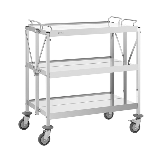 Serveringsvagn - 3 hyllor - (2x) 90 x 50 / 50 x 83 cm - 90 kg - hopfällbar - Royal Catering