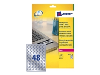 Avery Heavy Duty Laser Labels - Polyester - permanent självhäftande - silver - 30 mm rund 960 etikett (er) (20 ark x 48) film