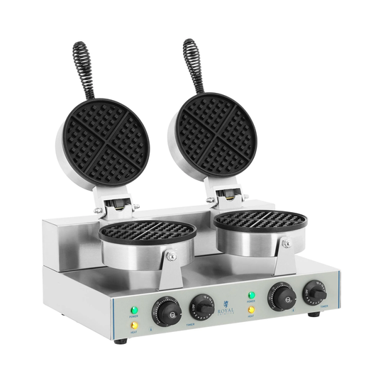 Dubbelt våffeljärn - 2 x 1300 W - Runt