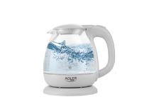 Adler Kettle AD 1283G Standard, 1100 W, 1 L, Plastic/Glass, Grey, 360° rotational base