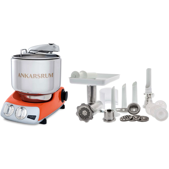 Ankarsrum AKM 6230 köksmaskin Pure Orange + komplett Köttkvarn