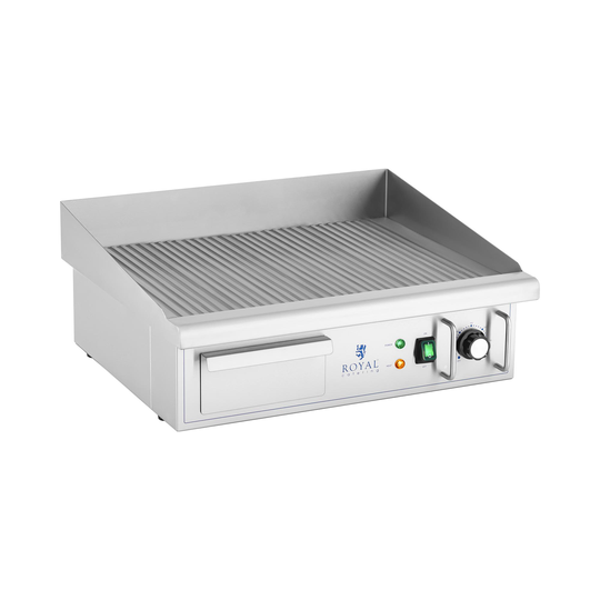 Elektriskt stekbord - 550 x 350 mm - Royal Catering - Slät/räfflad - 3,000 W