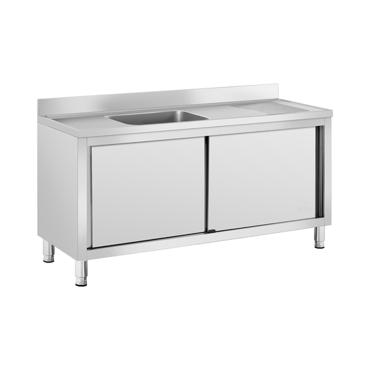 Diskbänksbord - 1 diskho - Royal Catering - Rostfritt stål - 500 x 400 x 240 mm