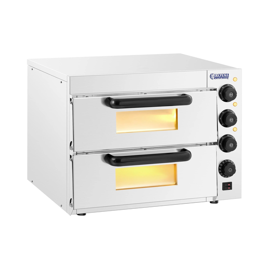 Andrahandssortering Pizzaugn - 2 kammare - Royal Catering - Chamotte - 3,000 W - 2 x Ø 36 cm