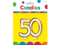 MK Candle for a 50's with glitter and a golden border - 1 piece universal