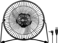 Goobay 62061 8 Inch Desktop USB-fläkt Skrivbordsfläkt, Antal hastigheter 1, Diameter 22 cm, Svart, Ventilator, Sort, Metall, 1,2 m, 1 stk, Kasse