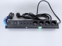 Götessons Bi-Box Power Inlay - Strömuttag - HD-15, RJ-45 X 4, minihörlurskontakt, stereo 3,5 mm, HDMI, USB, ström X 4 - svart