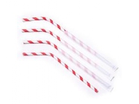 Sugerør Ø6x245 mm med knäck enkeltpaket Bionedbrydelig Papir Rødstribet,10 ps x 500 stk/krt