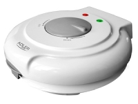 Adler Våffelmaskin AD 3038 1500 W, Antal bakverk 1, iskon, vit