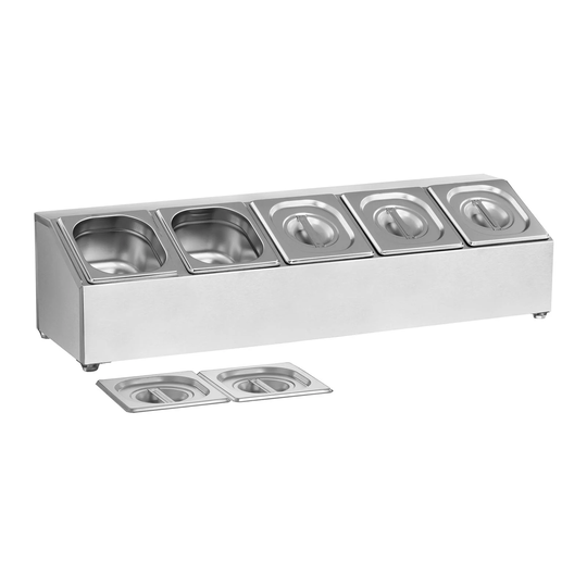 Andrahandssortering GN-uppsatshylla - inkl. 5 GN-1/6-behållare med lock