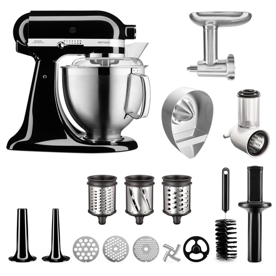 KitchenAid Artisan 5KSM185PSEOB köksmaskin + tillbehörspaket, svart