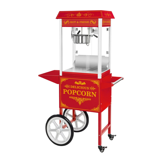 Popcornmaskin med vagn - Retrodesign - Röd
