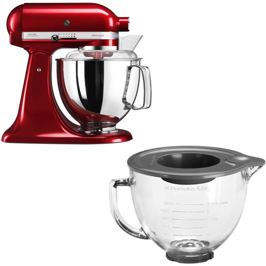 KitchenAid Artisan 175 Röd Metallic + Glasskål 5KGB