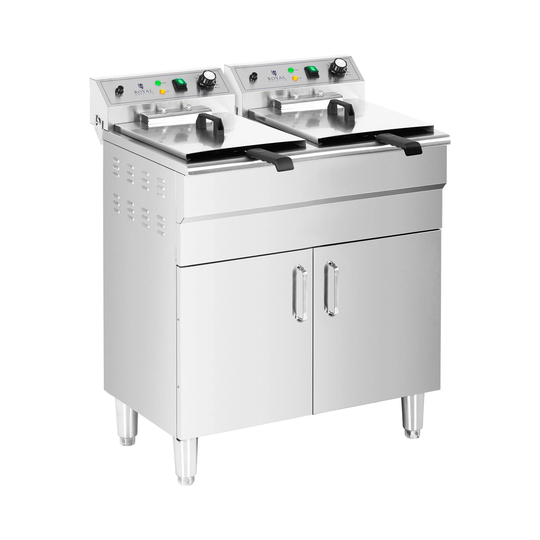 Elektrisk fritös - Dubbel - 26 L - 10 000 W - Tappkran - Kallzon - Med underskåp