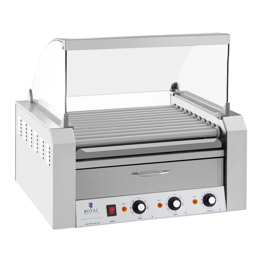 Korvgrill - 11 rullar - värmelåda - rostfritt stål