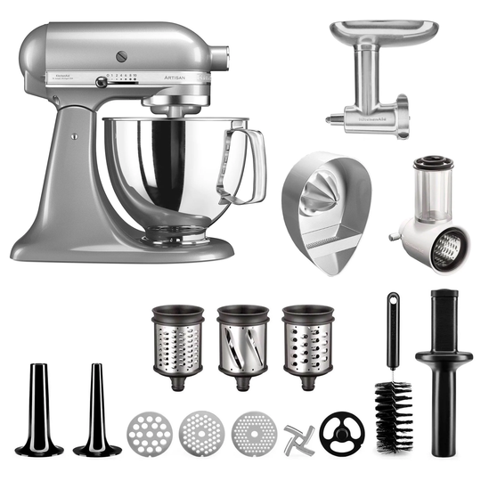 KitchenAid Artisan KSM125ECU Köksmaskin + Tillbehörspaket, Contour Silver