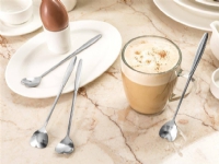 GiftWorld Heart Teaspoons With Long Handle 4 Pcs - Silver