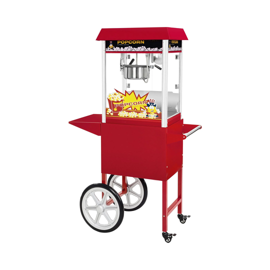 Popcornmaskin inkl. vagn - Set - 1495 W - röd - 51 x 37 cm