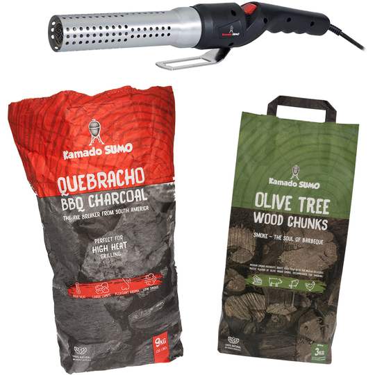 Kamado Sumo Startpaket: kol, rökved & grillstartare