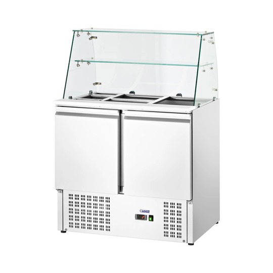 Salladskyl - Med glasmonter - Royal Catering - 240 L - För 7 GN-behållare - 90 x 70 cm