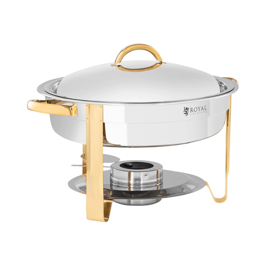 Chafing dish - Rund - Gulddetaljer - 4,5 L - 1 bränslecell - Royal Catering
