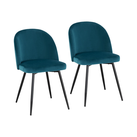 Stol - Set med 2 - Upp till 150 kg - Sits 48 x 41,5 cm - Turkos