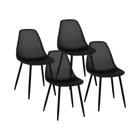 Stol - Set med 4 - Upp till 150 kg - Sittyta 52 x 46,5 cm - Svart