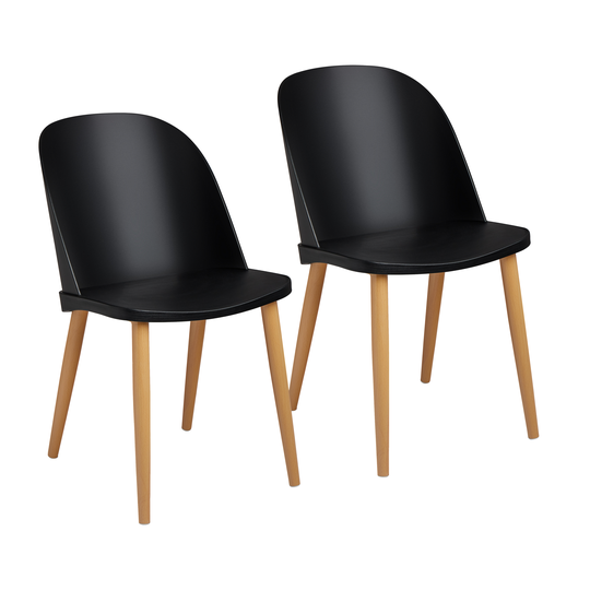 Stol - Set med 2 - Upp till 150 kg - Sittyta 43,5 x 43 cm - Svart