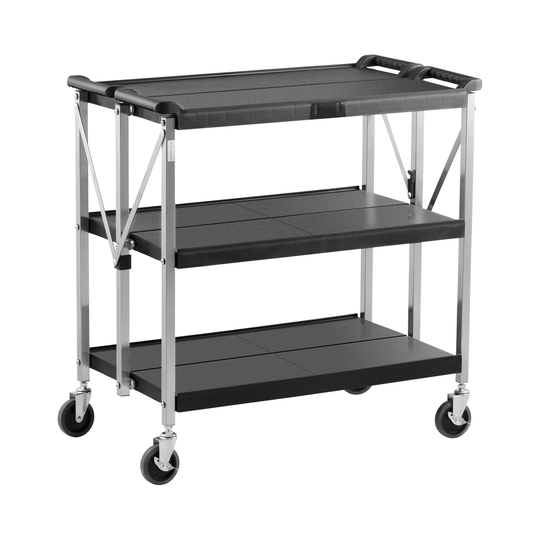 Hopfällbar serveringsvagn - 3 hyllplan - 90 kg - 51,2 x 83 cm