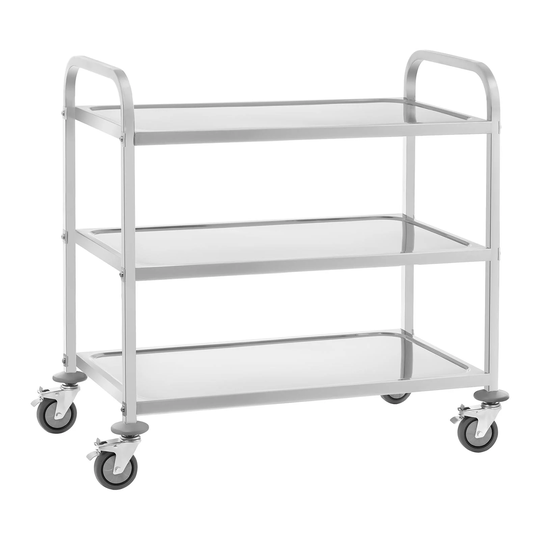 Serveringsvagn - rostfritt stål - 3 hyllplan - 150 kg