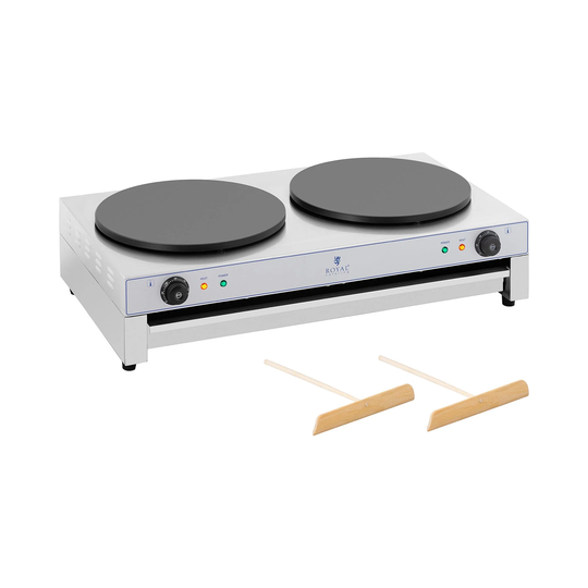 Crepejärn - 2 x Ø 400 mm - Royal Catering - 2 x 3,000 W - Utdragbart fack