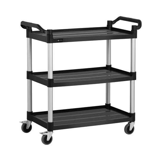 Serveringsvagn - 3 hyllplan - 90 kg - 49 x 84,5 cm - Svart