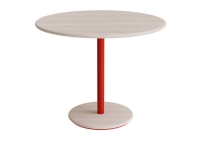 Bord Donut, Ø900 mm, höjd 720 mm, vitpigmenterad ask på röd ram