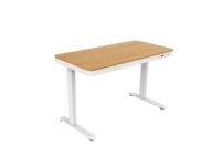 Hæve-sænkebord Miniflex Pro 120x60 cm med indbygget skuffe & 2 USB-stik, eg/hvid