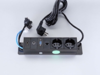 Götessons Bi-Box Power Inlay - Strömuttag - HD-15, RJ-45, minihörlurskontakt, stereo 3,5 mm, HDMI, ström X 2 - svart