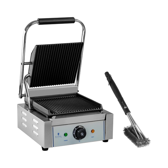 Set kontaktgrill med grillborste - räfflad - 1800 W